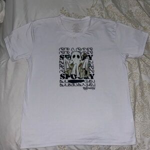 White Halloween Graphic Crew Neck Tee- Youth size small